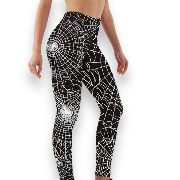 Pants - Black Widows Spider Web Fitted Ankle Leggings NEW